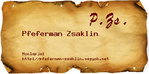 Pfeferman Zsaklin névjegykártya